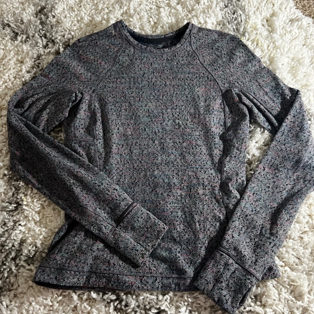 Lululemon Runderful Long Sleeve Neon Tweed Jacquard HTR Battleship Electric Cora